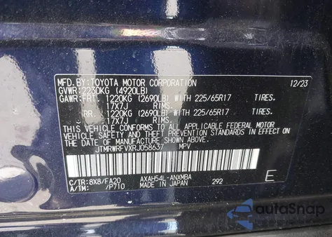 2024 Toyota Rav4 Hybrid Xle z USA, uszkodzony, nr VIN JTMRWRFVXRJ058637